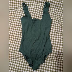 Forest Green Waffle One Piece Bathing Suit